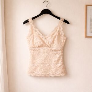 Le Chateau Cream Lace Tank Top